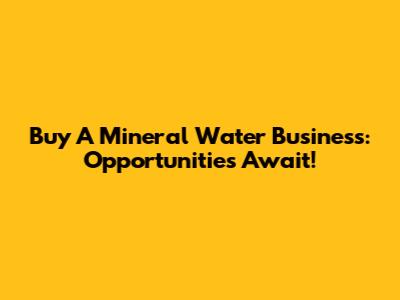 Buy A Mineral Water Business: Opportunities Await!