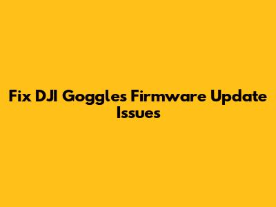 Fix DJI Goggles Firmware Update Issues