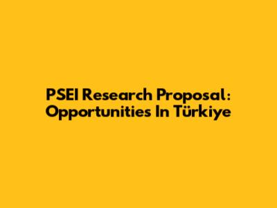 PSEI Research Proposal: Opportunities In Türkiye