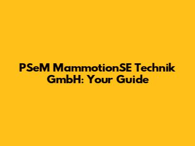 PSeM MammotionSE Technik GmbH: Your Guide