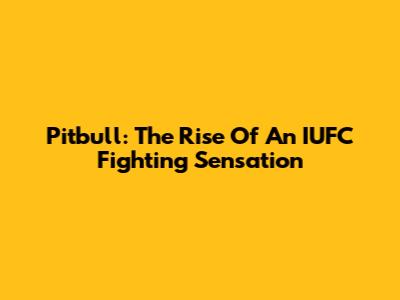 Pitbull: The Rise Of An IUFC Fighting Sensation