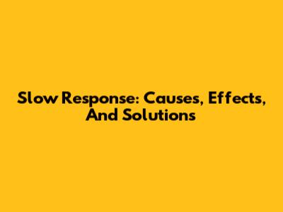 Slow Response: Causes, Effects, And Solutions
